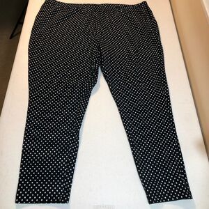 Pull-On Cigarette Pants Women 3X Black Polka Dot Cotton Whimsigoth Dark Romantic